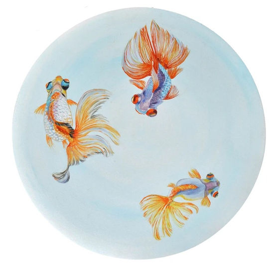 Astrid Link Oil Painting of Fishes Swimming Round dance of the goldfish 3