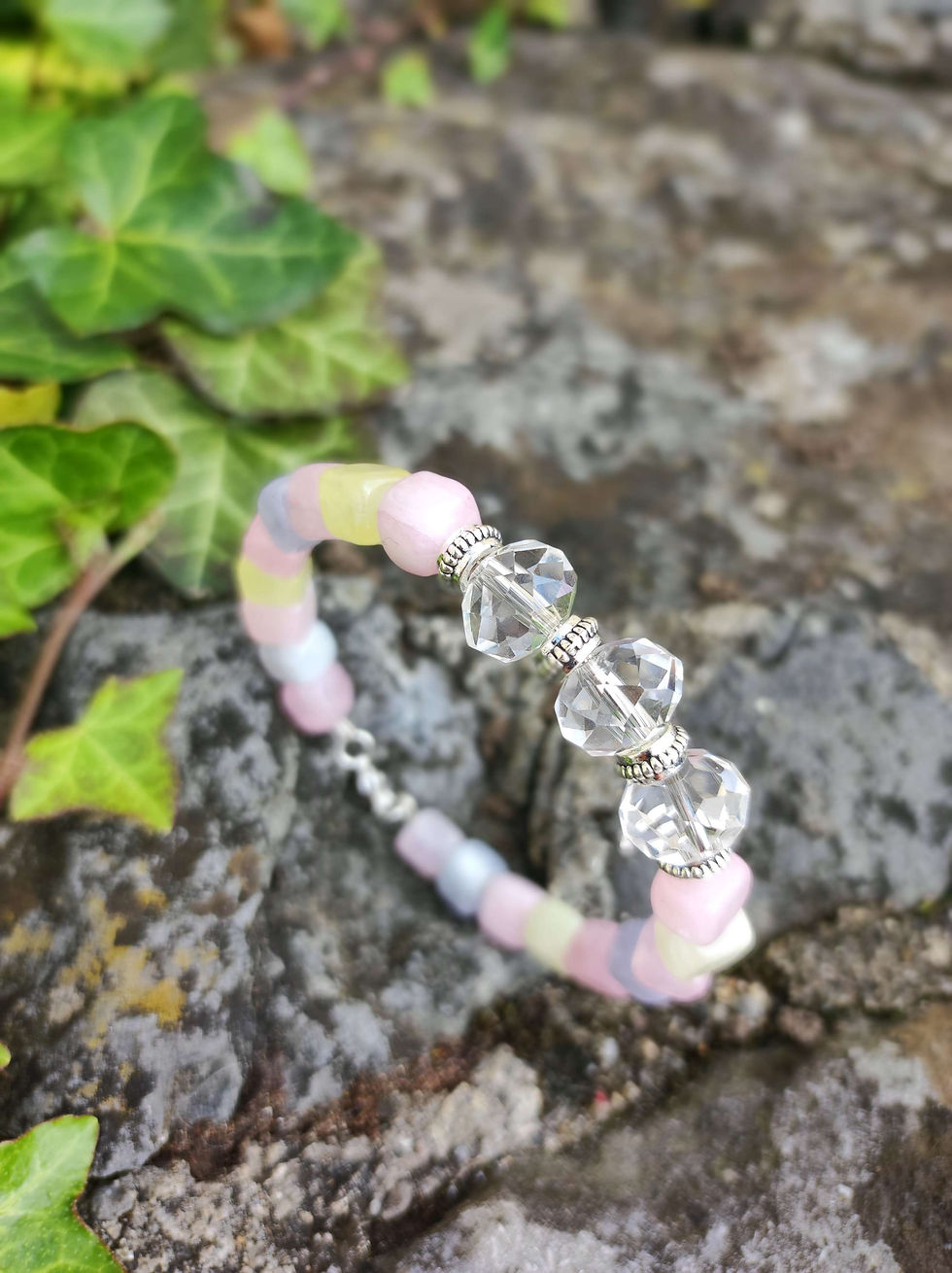 Thumbnail: Rose Quartz or Morganite, bracelet and earring set 