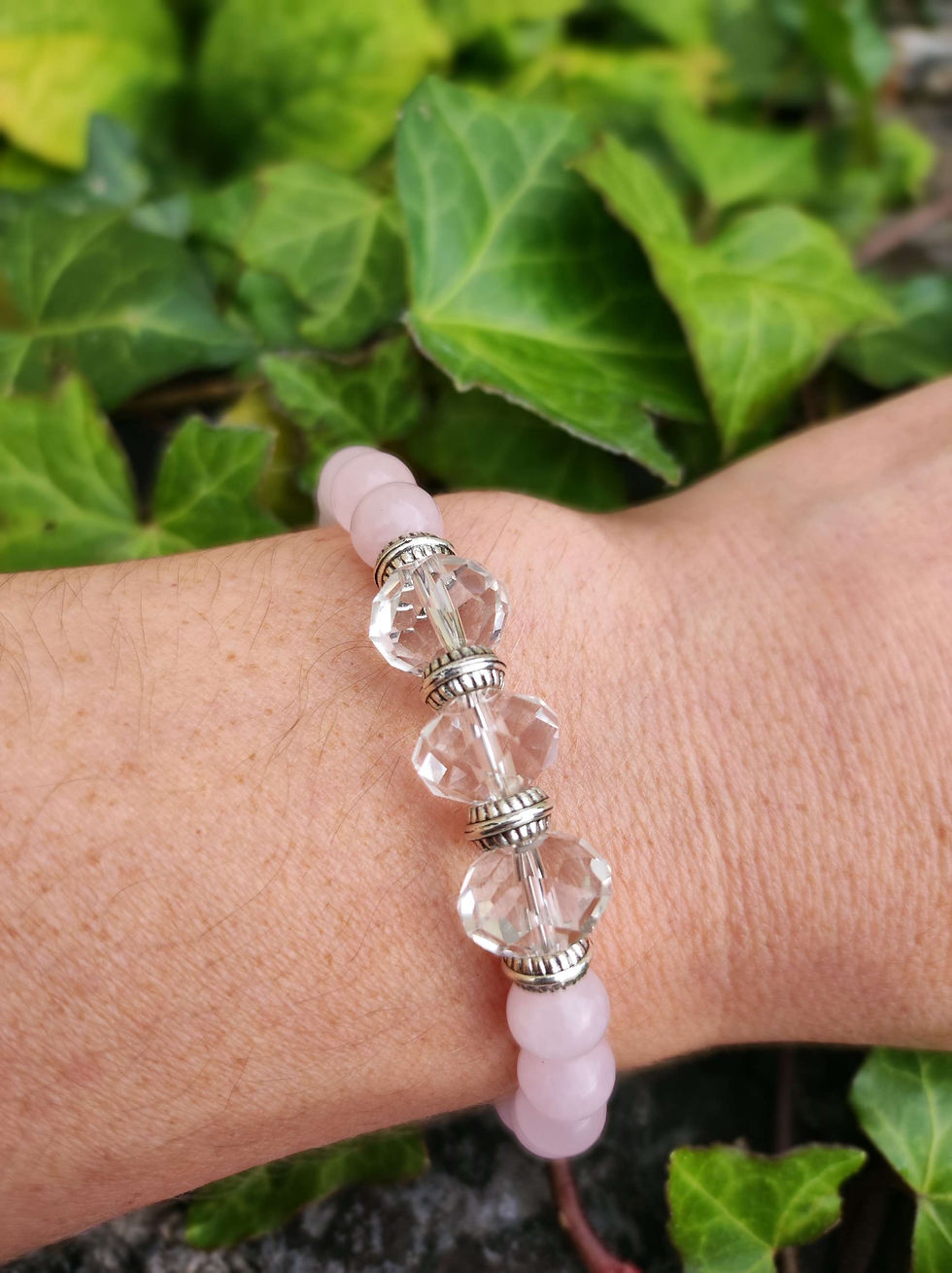 Thumbnail: Rose Quartz or Morganite, bracelet and earring set 