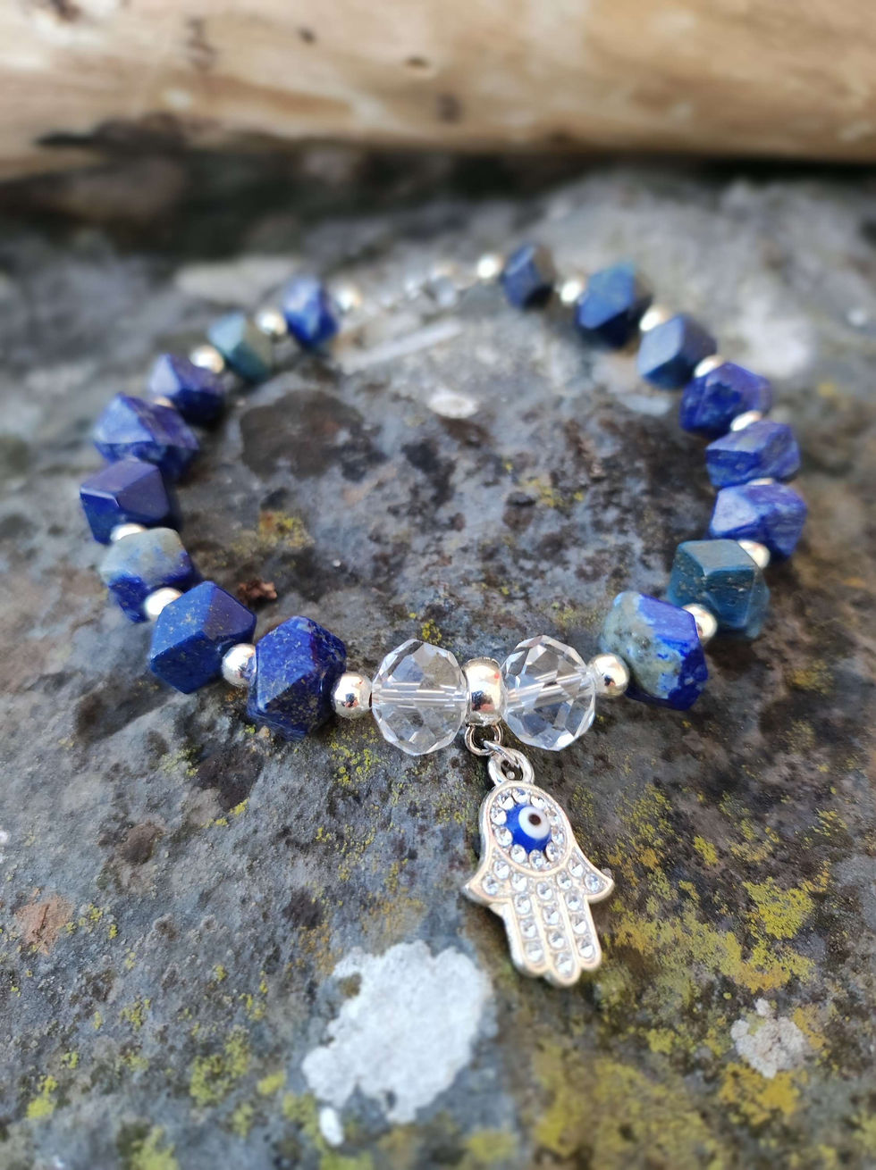 Thumbnail: Hamsa hand Lapis lazuli Bracelet 