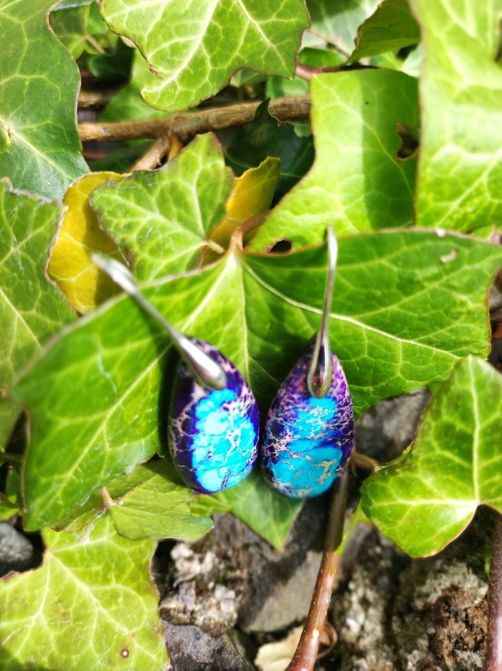 Thumbnail: Purple and blue Jasper earrings