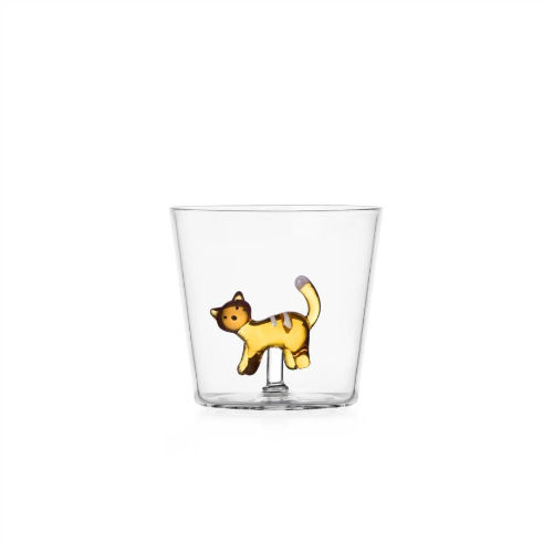 Verre TABBY CAT chat ambre rayures blanches