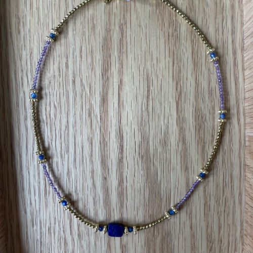 Collier bracelet HAMSA Saphir bleu