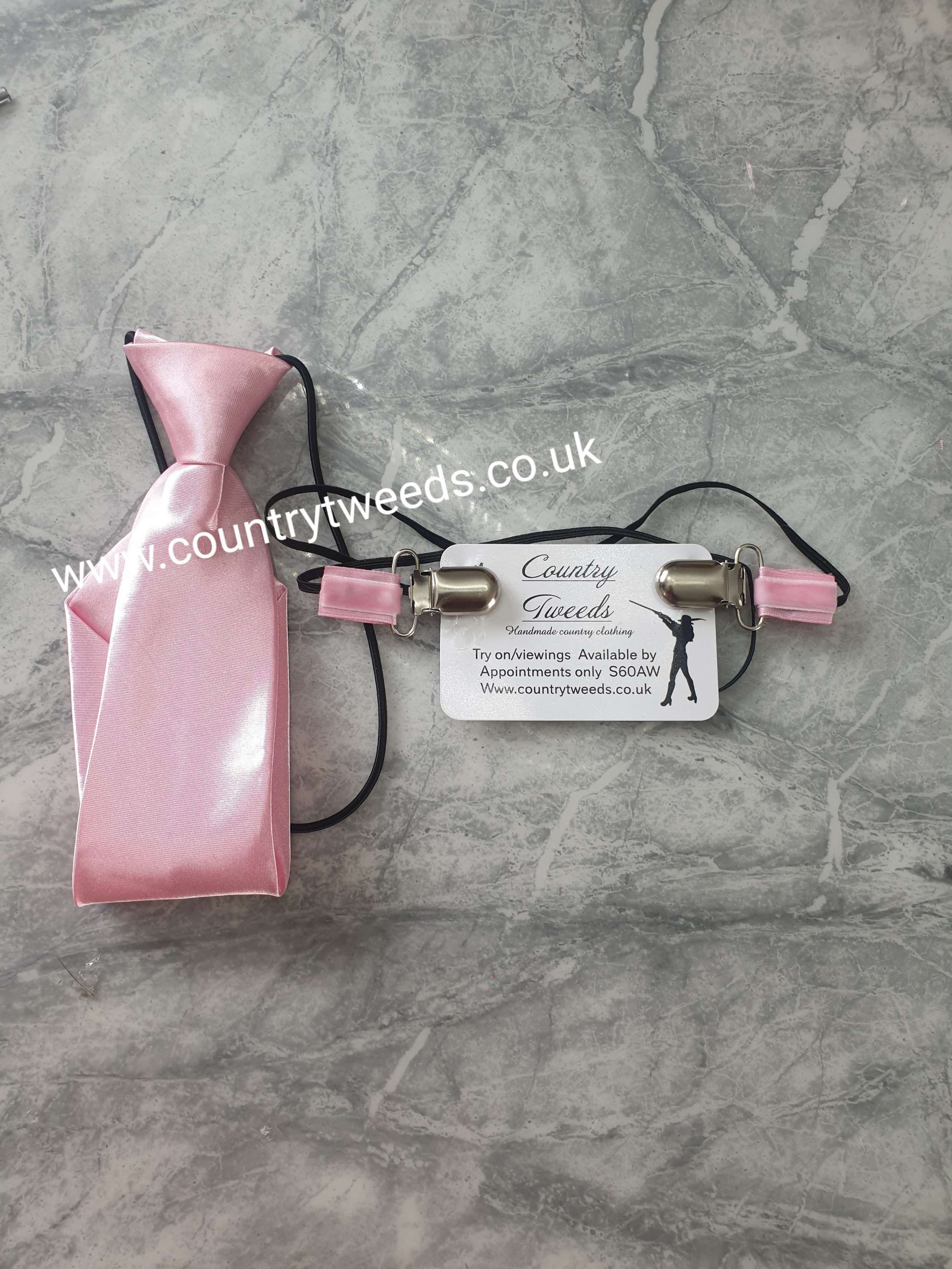 Baby pink tie and number clips matching