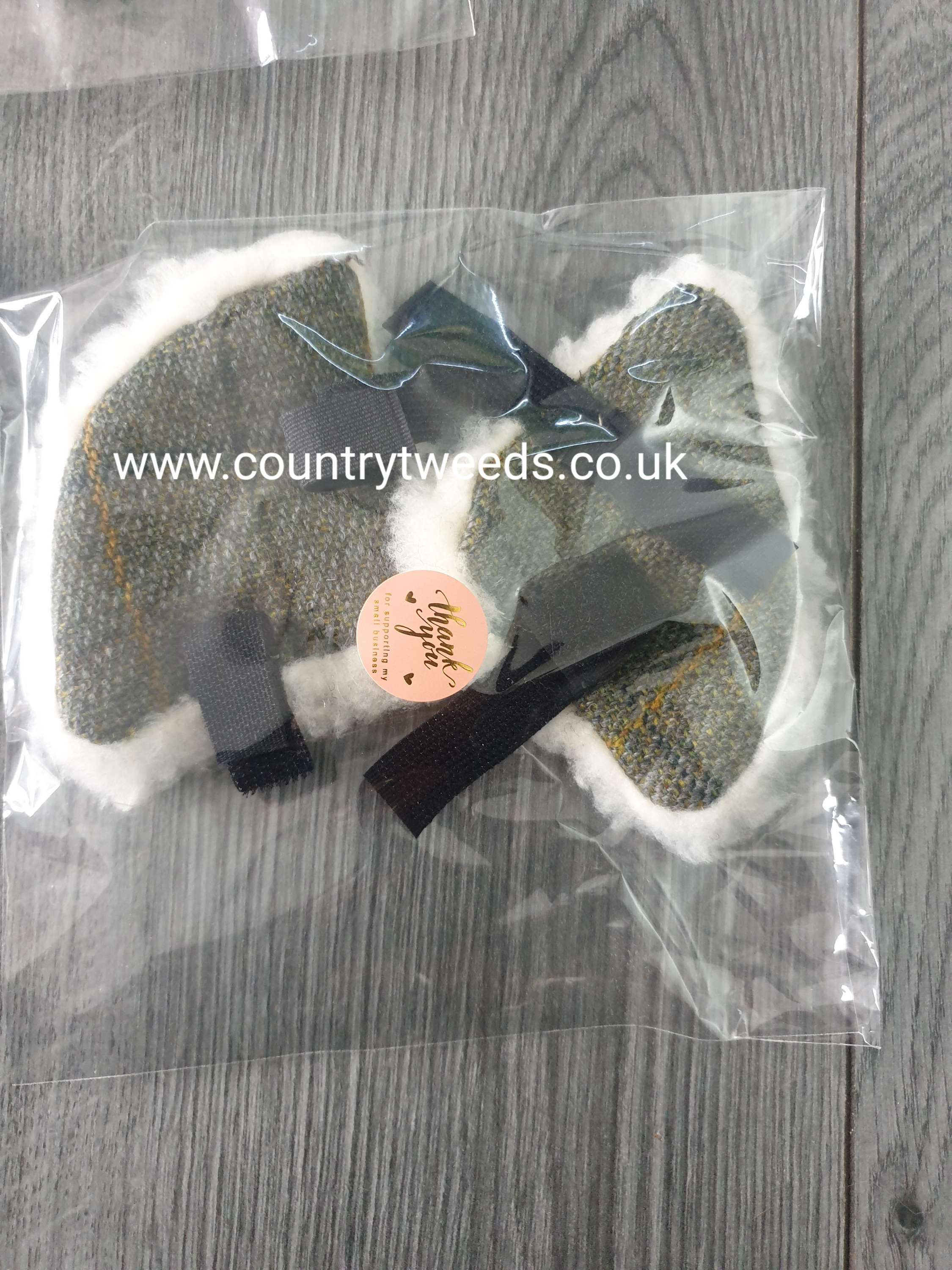Green tweed riding hat ear warmers-tiny tots