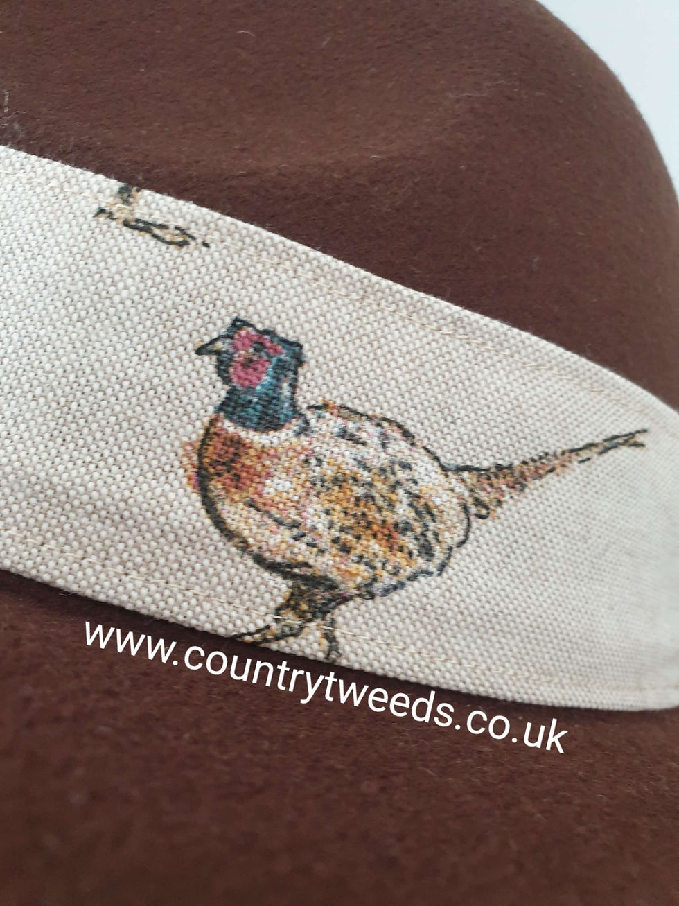 Thumbnail: Brown fedora hat with detachable feather brooch &pheasant band