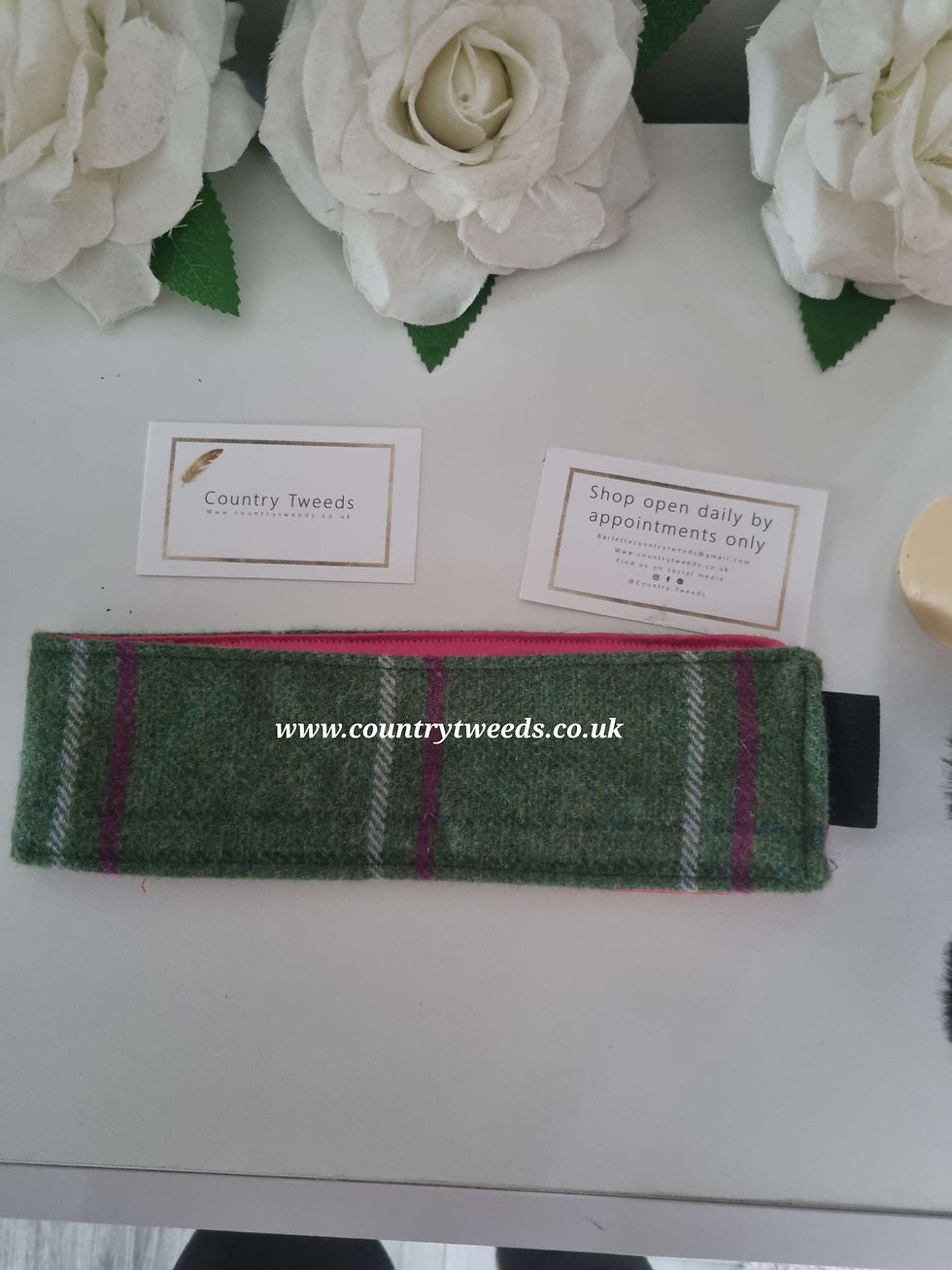 Thumbnail: Green tweed cape set with passionate pink liner all matching 