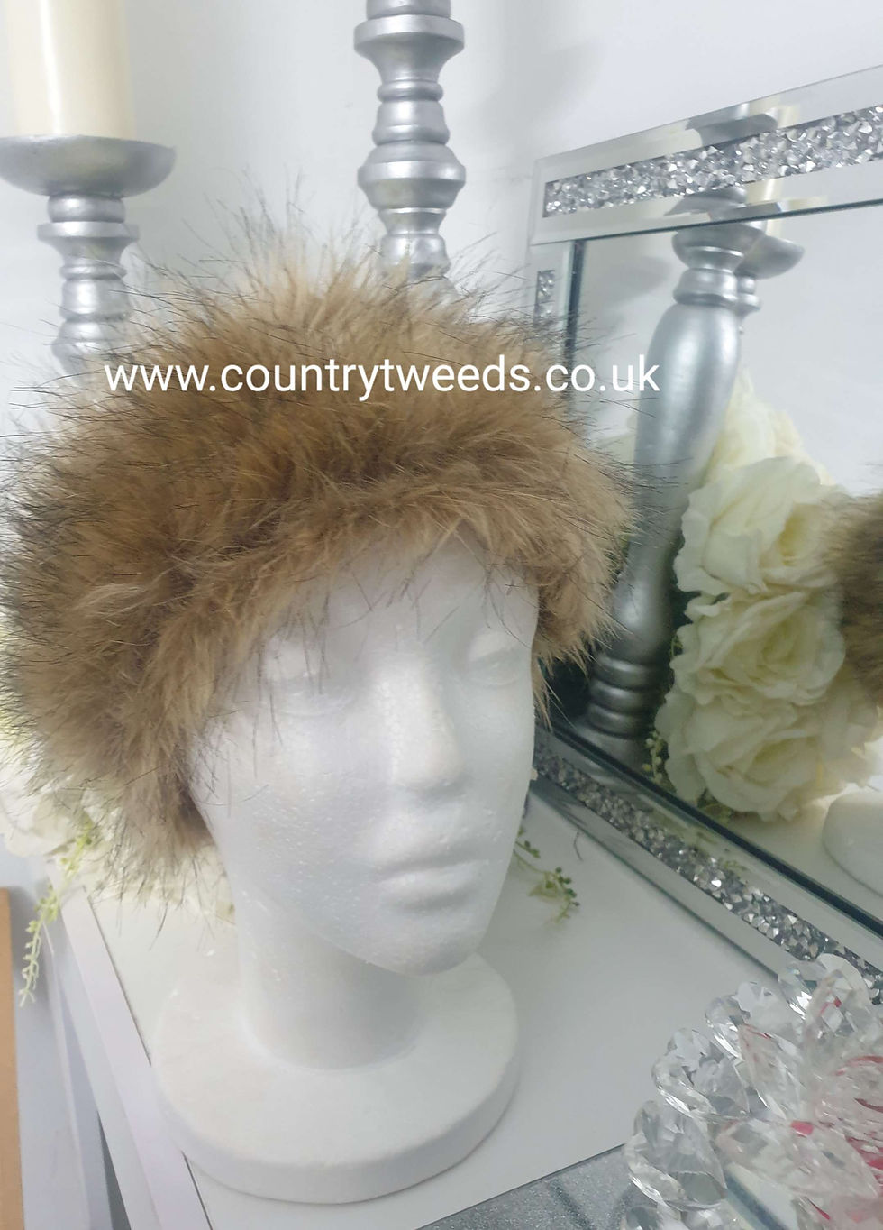 Thumbnail: Reversible luxury soft faux fur headbands with elastic backs childs and adults 