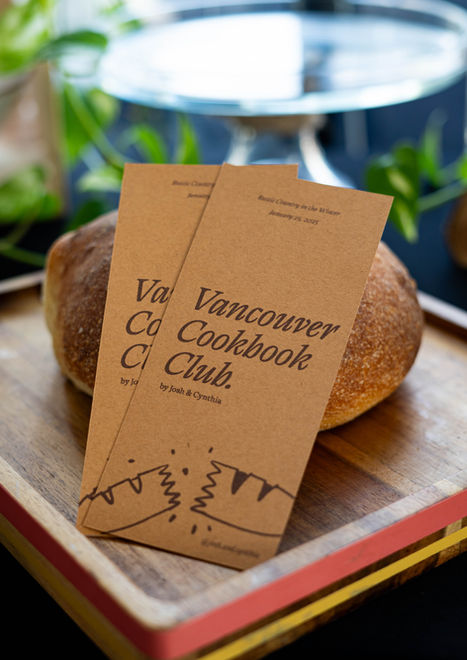 kraft menu printed for a cookbook club in Vancouver
