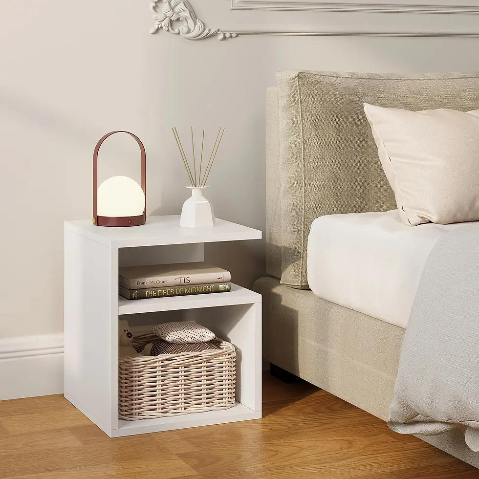 Space-Saving Bedside Table with 2 Open Compartments