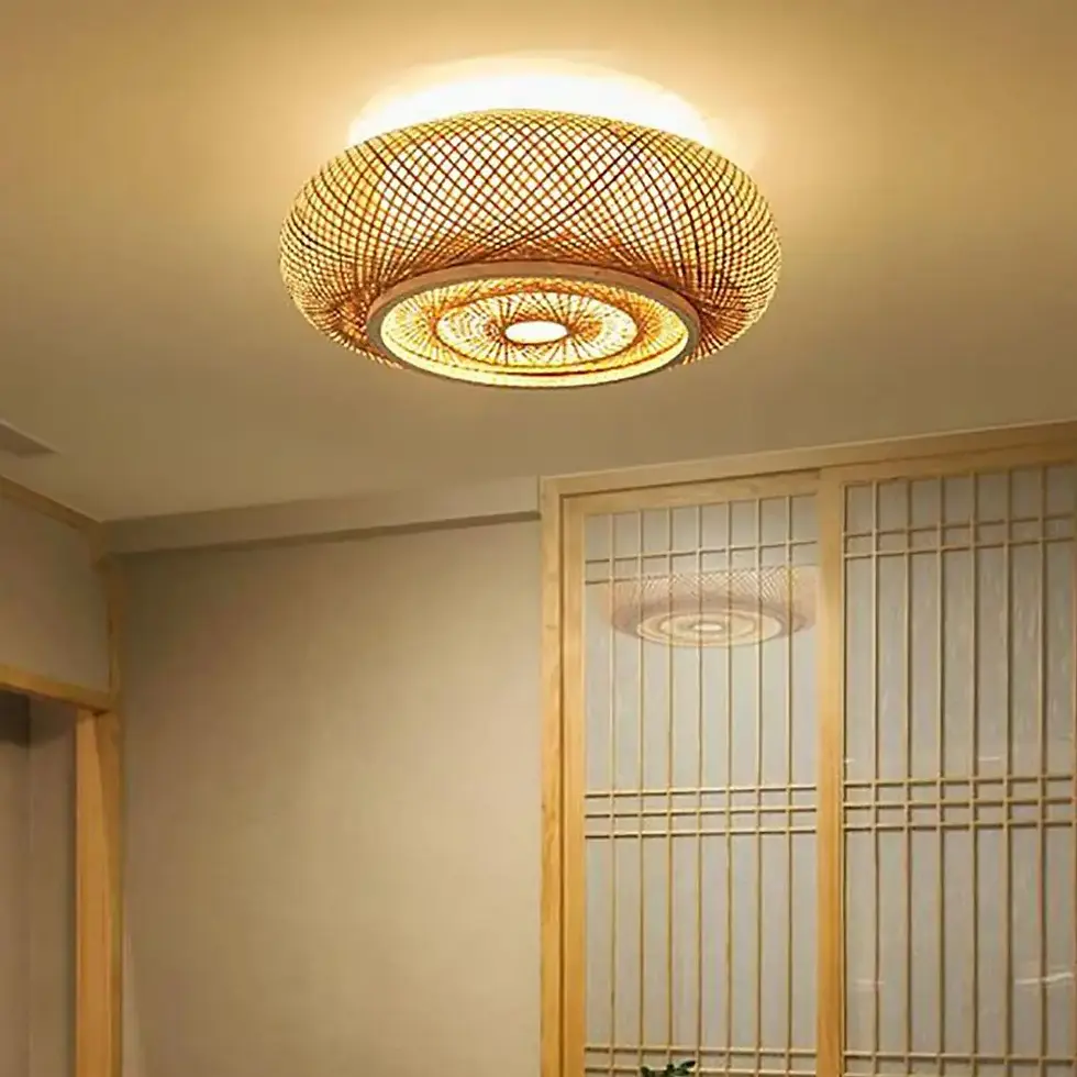 Miniature : Bamboo Top Suction Ceiling Light