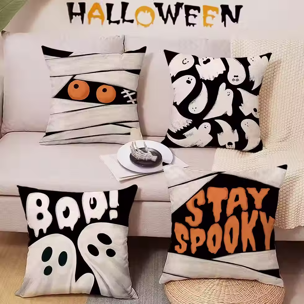 Halloween Mummy & Ghost Pillowcases – Spooky Sofa Covers