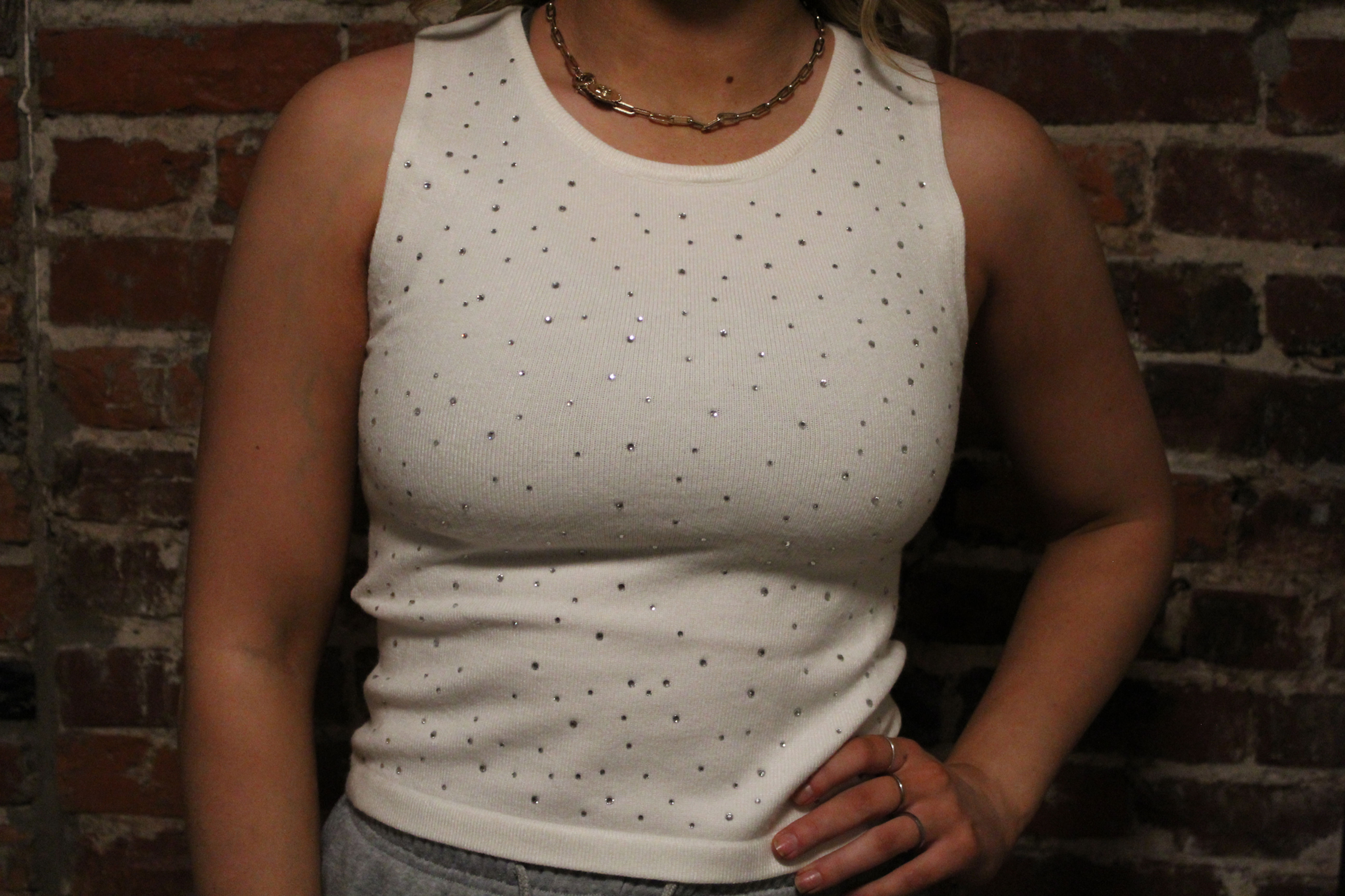 Rhinestone Sweater Tank