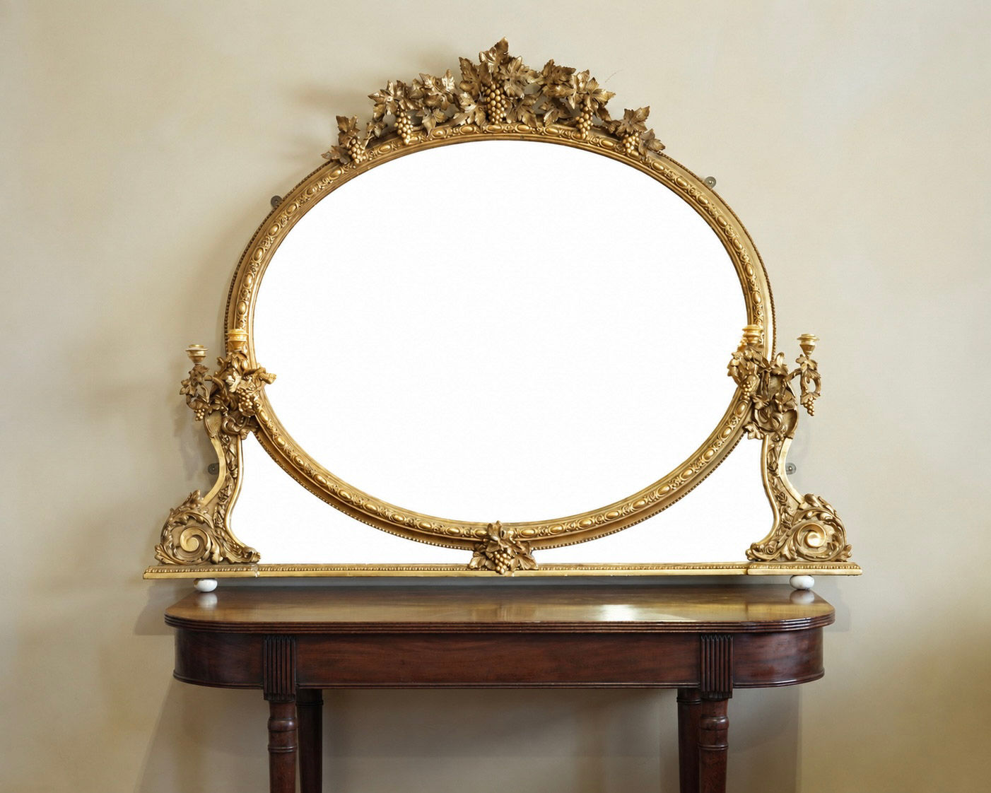 Gilt three glass carved gilded overmantel