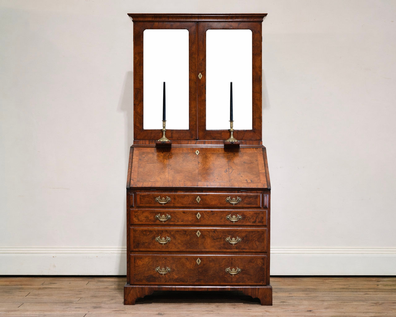 Georgian walnut bureau bookcase