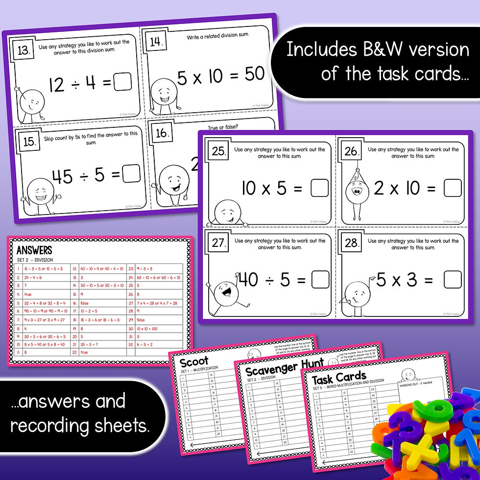 Thumbnail: Australian Curriculum v9 Year 3 Multiplication and Division Answers and Recording Sheets