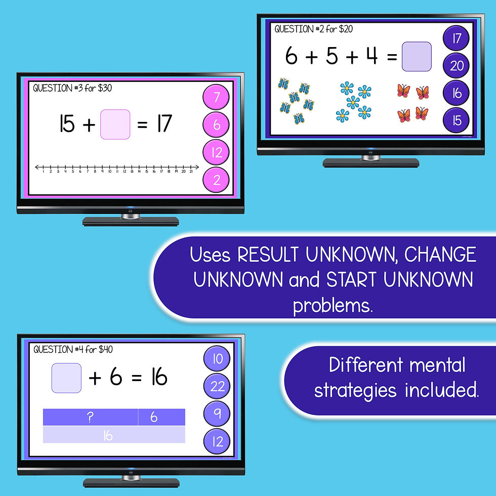 Thumbnail: Year 1 Maths Addition within 20 Game Show Question Types
