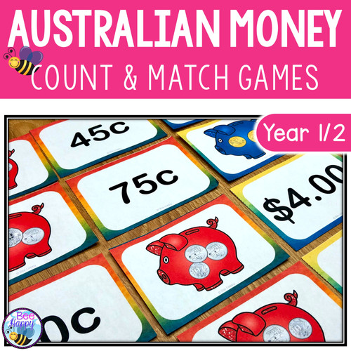 Australian Money Count and Match Games Year 1/2 Bee Happy Teaching