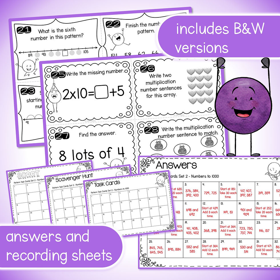 Thumbnail: Year 2 Maths Task Cards Australian Curriculum v9 Answers and Recording Sheets