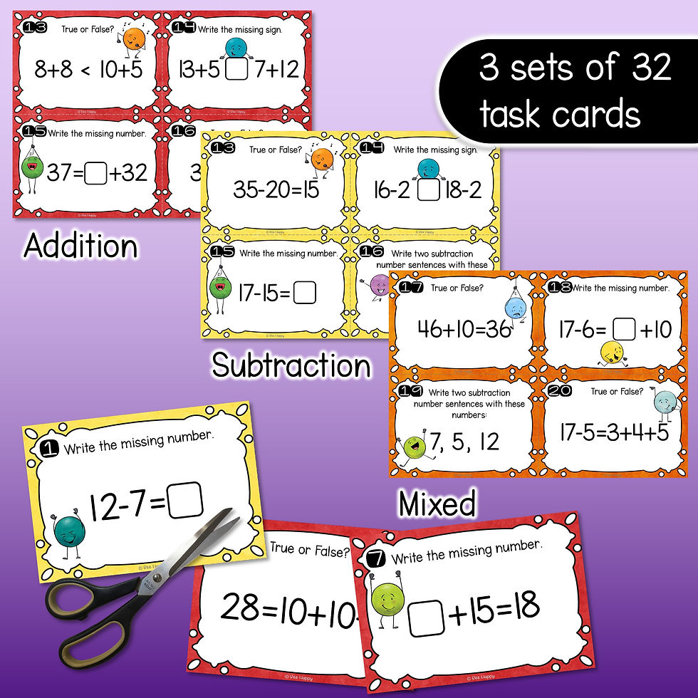 Thumbnail: Australian Curriculum Maths Year 2 Addition & Subtraction Task Cards