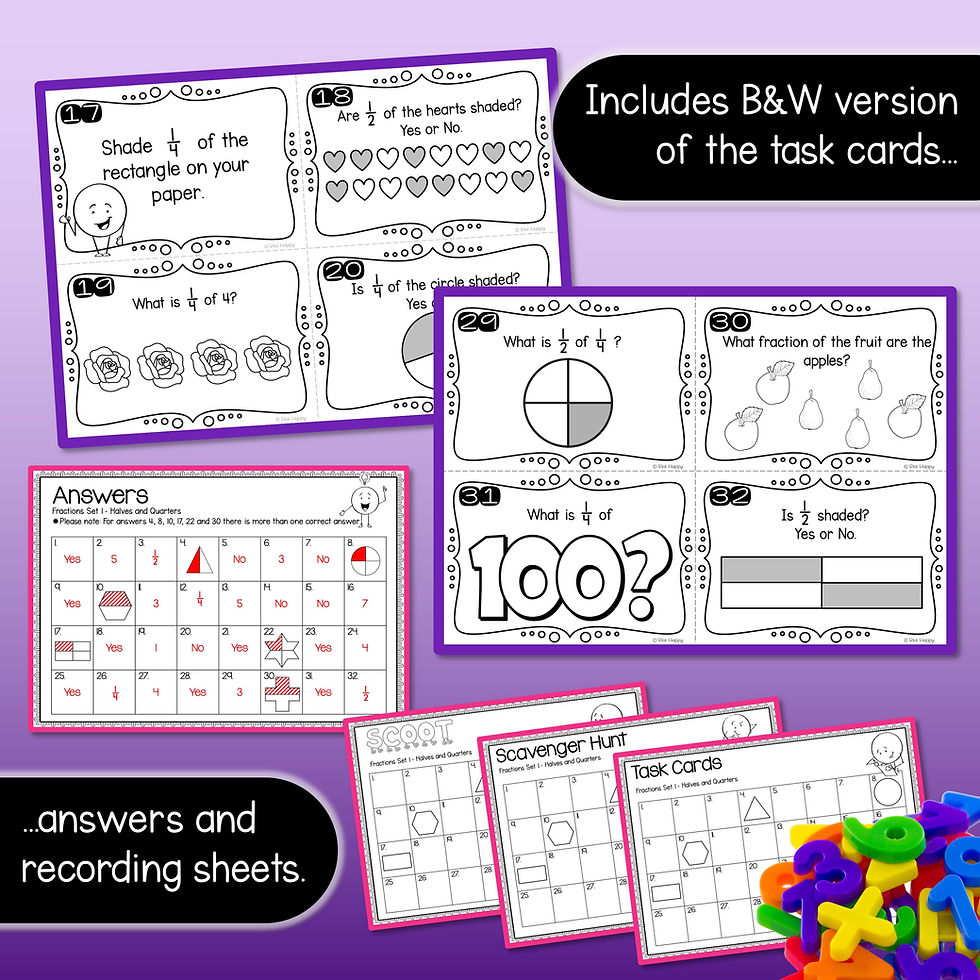 Thumbnail: Australian Curriculum v9 Year 2 Fractions Recording Sheets and Answers