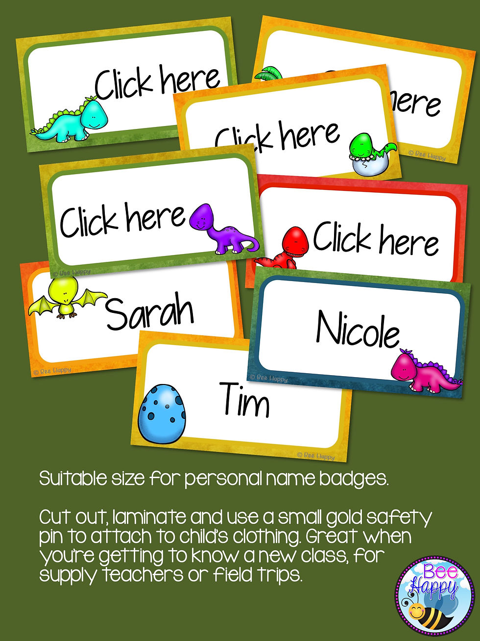 Thumbnail: Editable Name Tags and Labels | Dinosaurs | Medium