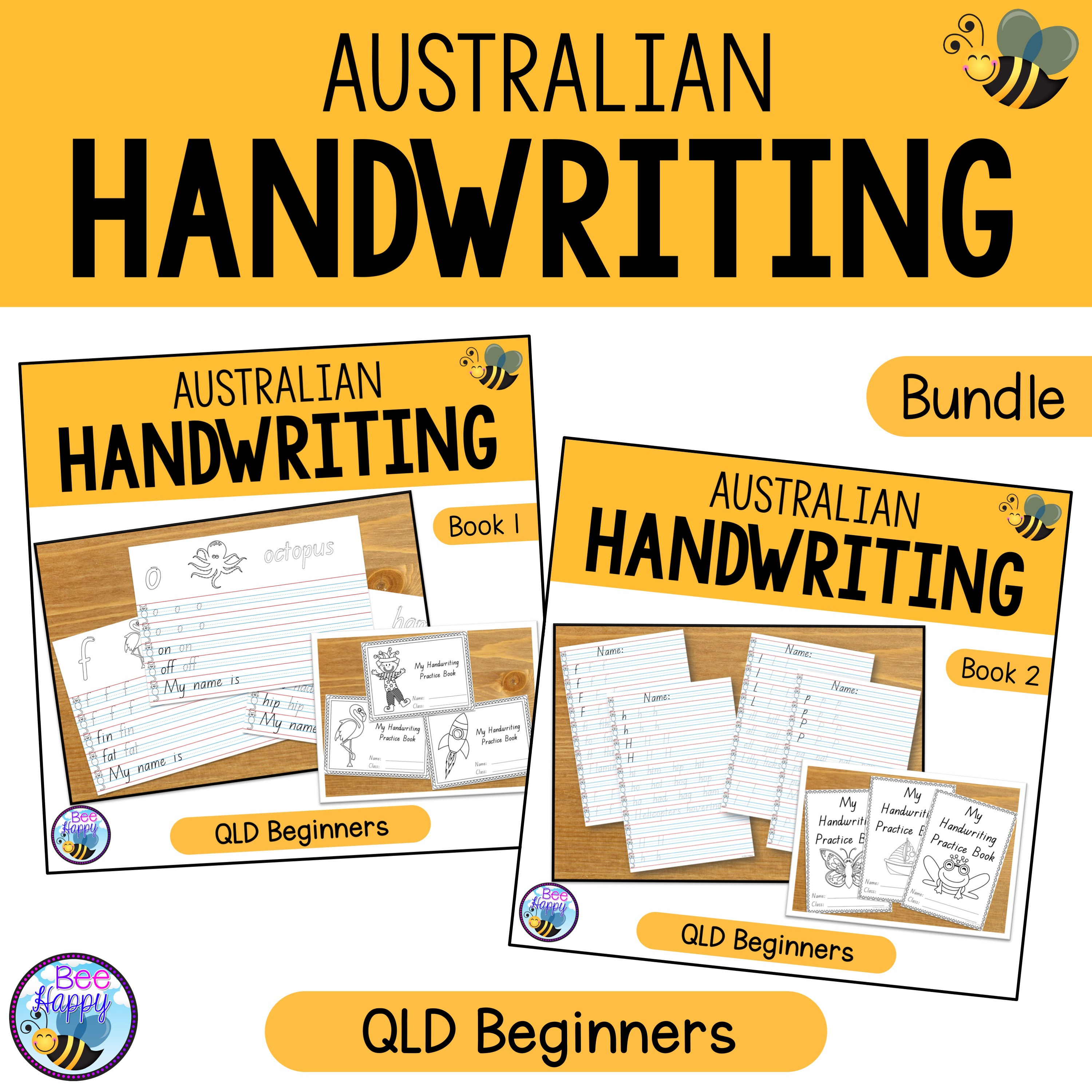 Australian Handwriting Queensland Beginners Practice Book 1 and 2 Bundle Cover