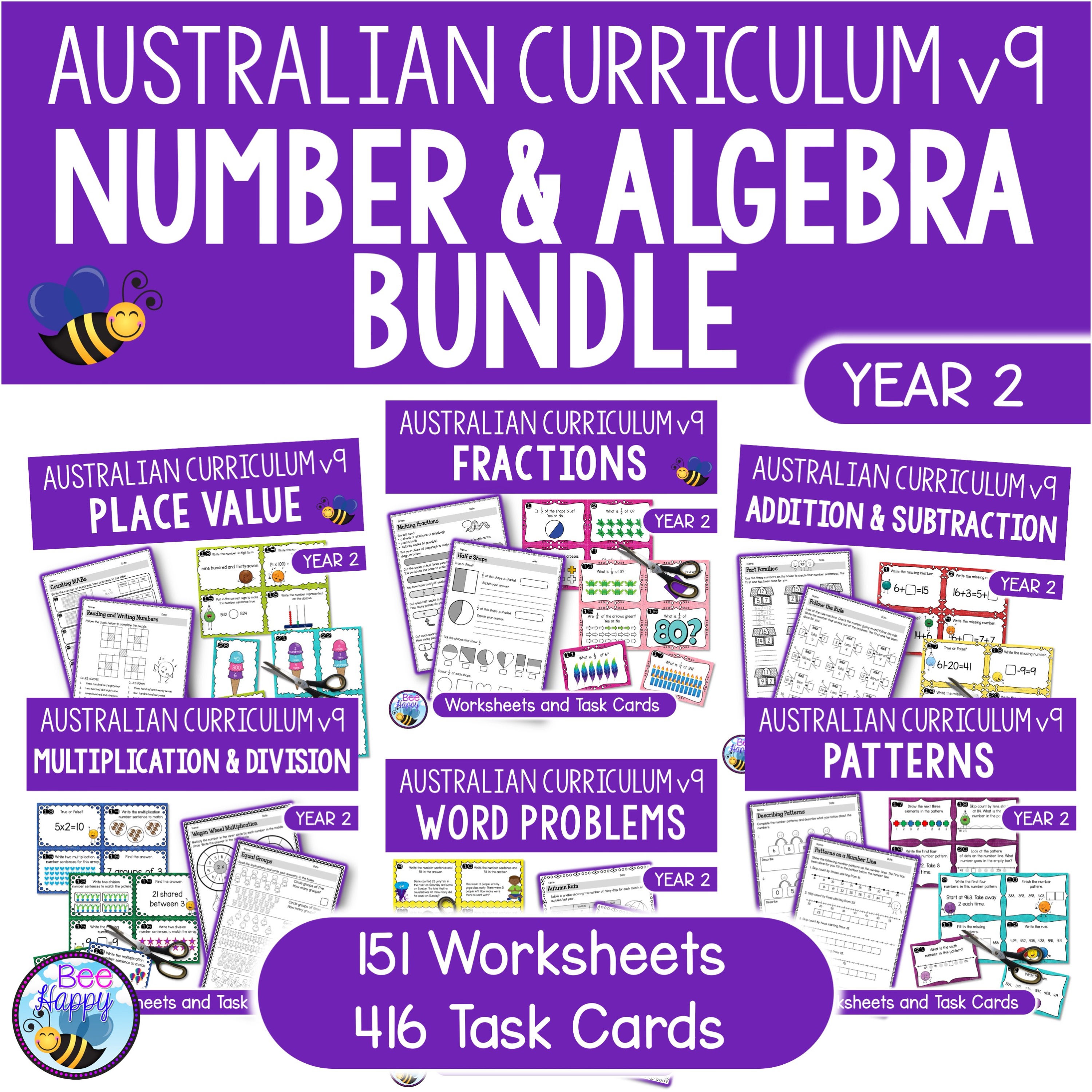 Australian Curriculum v9 Number & Algebra Bundle Cover