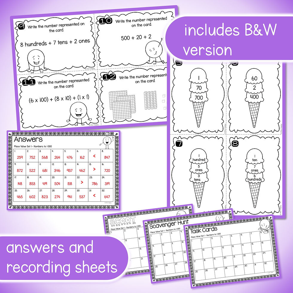 Thumbnail: Year 2 Place Value Task Cards Australian Curriculum v9 Answers and Recording Sheets