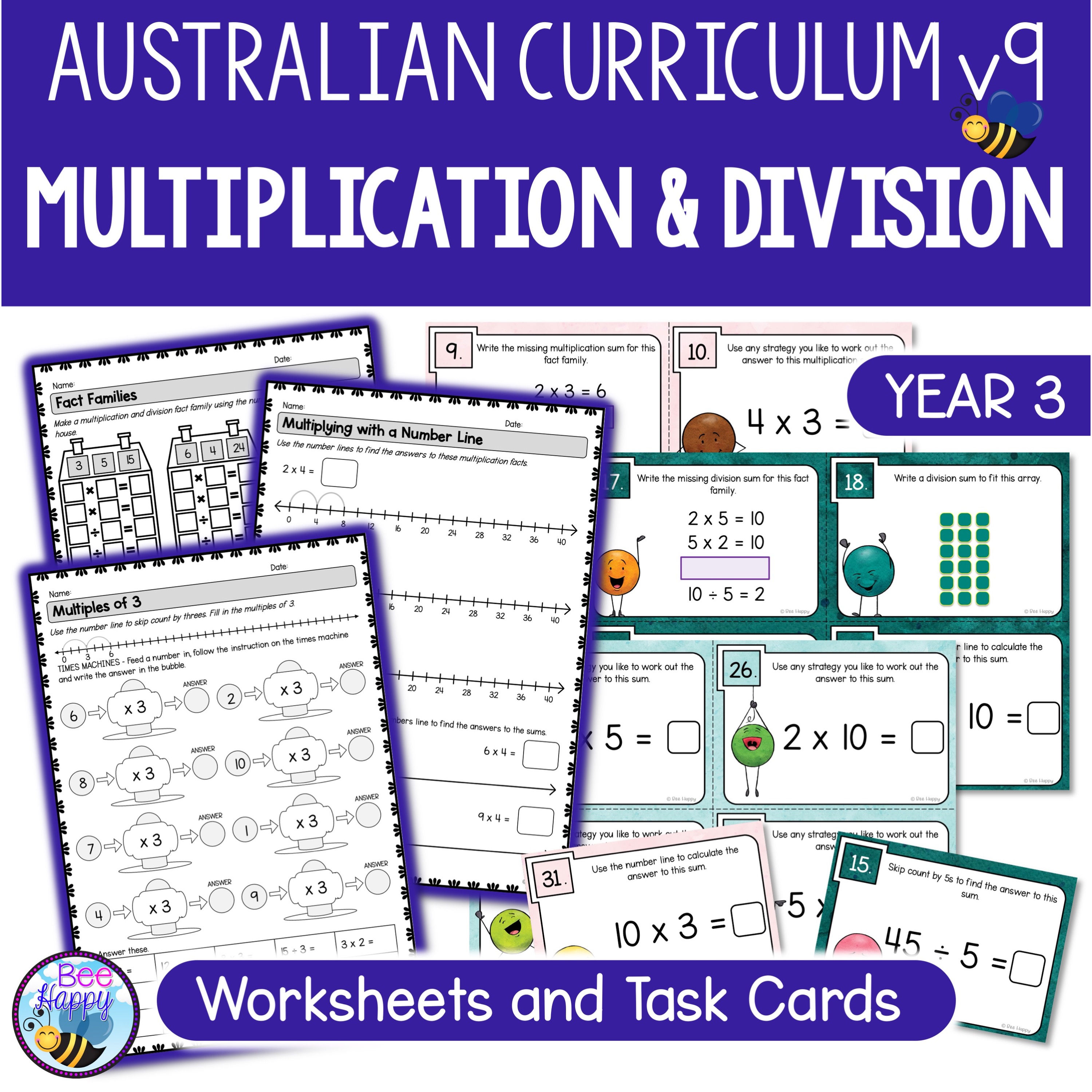 Australian Curriculum v9 Year 3 Multiplication and Division Cover