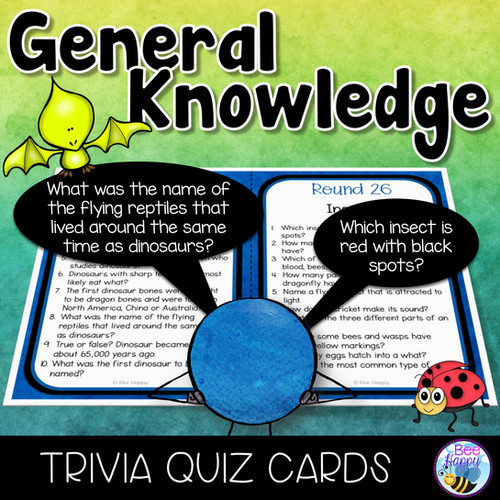 General Knowledge Trivia Quiz Cards Bee Happy Teaching