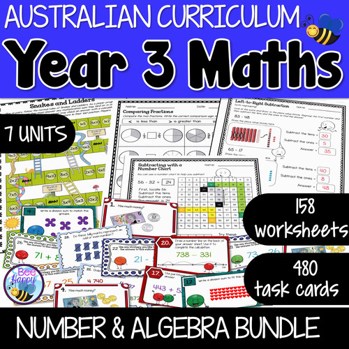 Australian Curriculum Year 3 Number and Algebra Bundle | Bee Happy Teaching