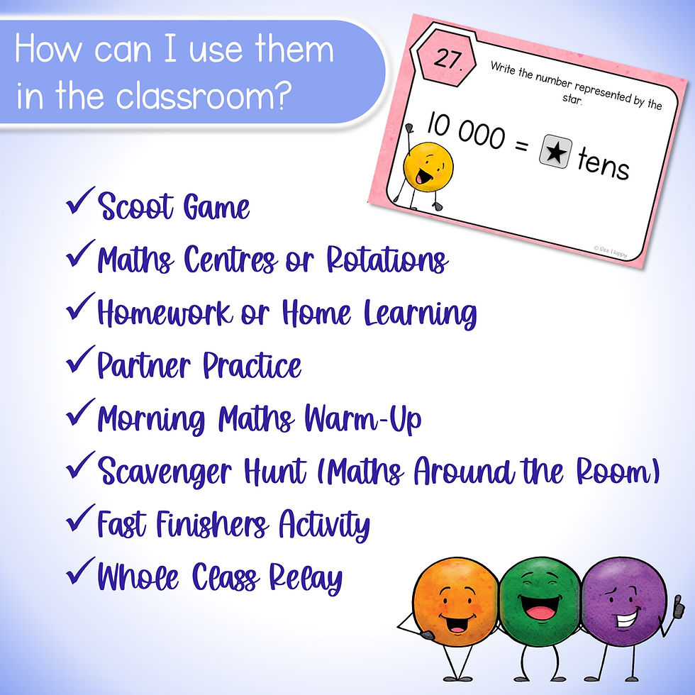 Thumbnail: Year 3 Numbers to Beyond 10,000 Task Cards Australian Curriculum v9 Uses in the Classroom