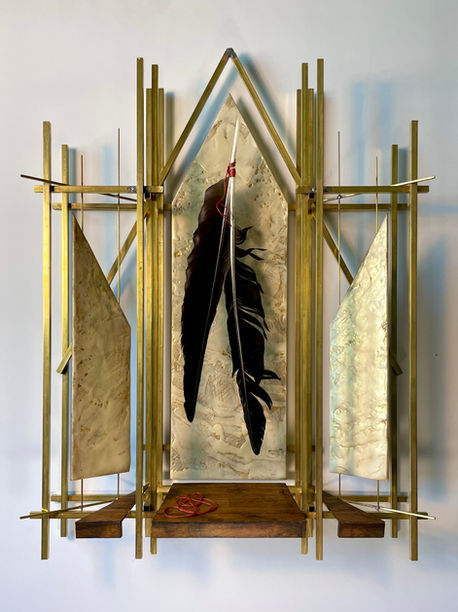 abstract art encaustic sculpture assemblage mixed media