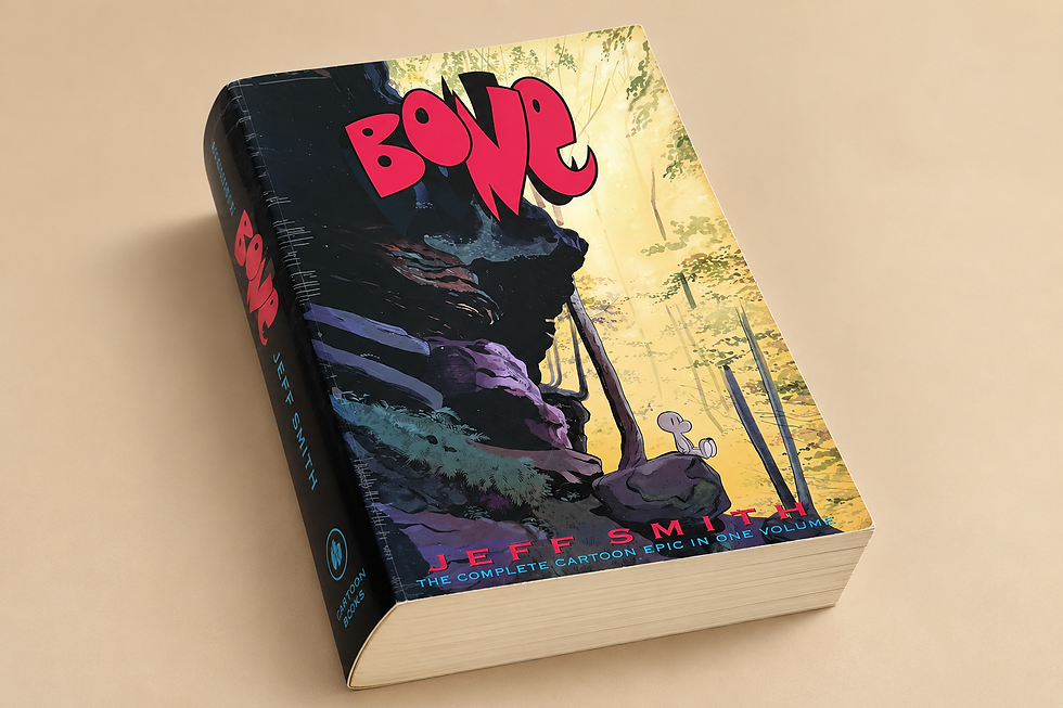 Volumen integral de Bone, cómic en blanco y negro de Jeff Smith, en su edición original en inglés