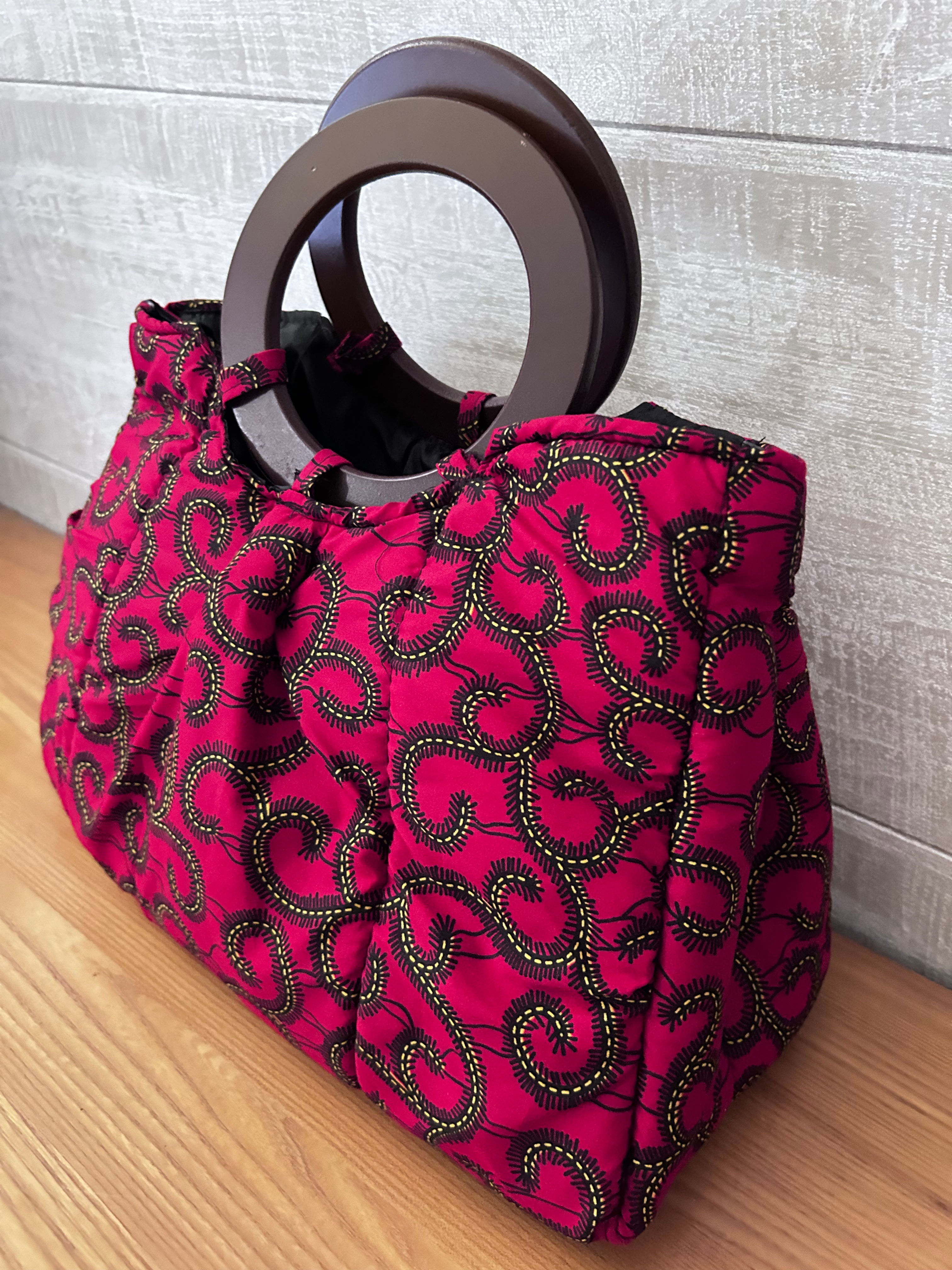 Sac à main AMANI en wax rouge spirale