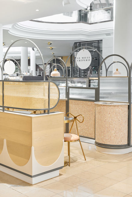 kiosk design, retail hospitality design, cafe design, cake shop, cake display, crepe cakes, coffee kiosk, coffee shop