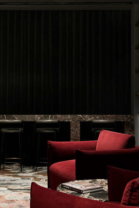 luxury dining, in-home cinema, marble counter, custom carpet design, luxury interiors, resident amenities, shared facilities, melbourne apartments, residential interior design