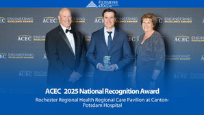 Matthew Merli (middle) accepts Fitzemeyer & Tocci’s National Recognition Award at the ACEC Gala.