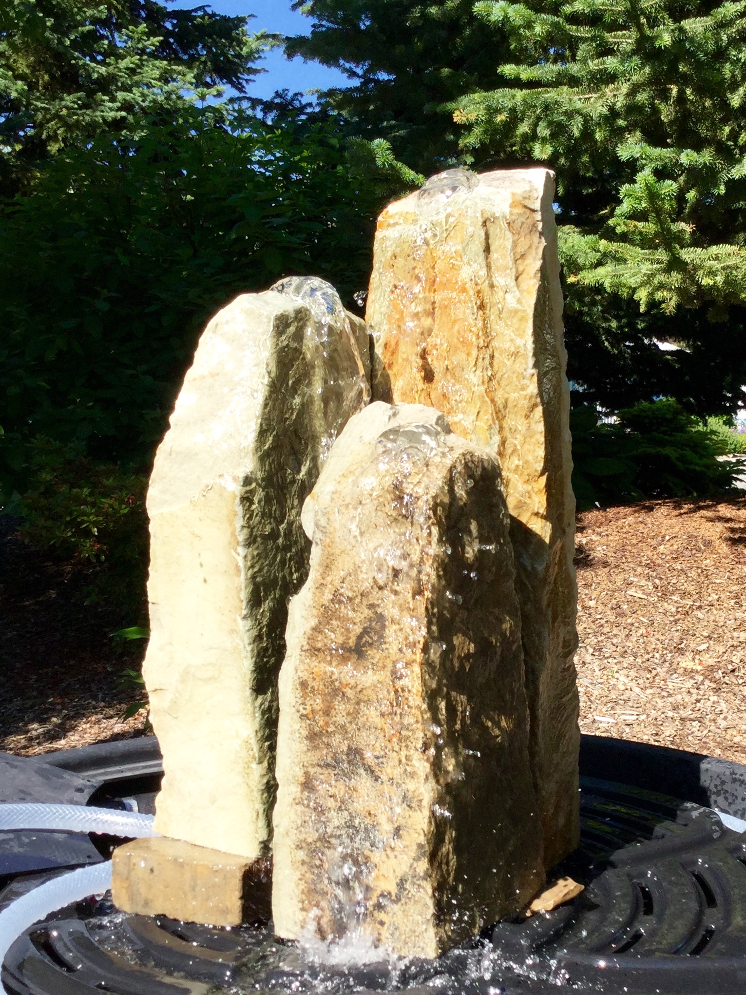 Limestone Pillar Trio Fountain