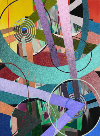 colorful abstract with lines and curves