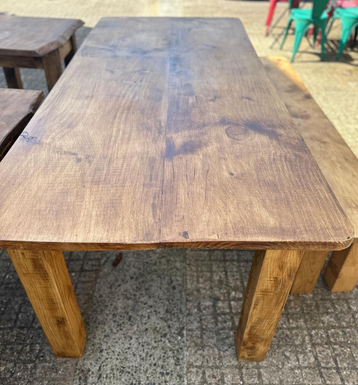 Handmade Reclaimed Pine Square Leg Dining Table