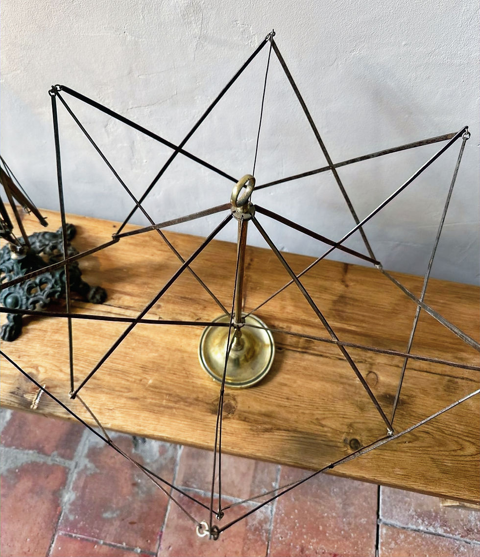 Antique Brass Wool Yarn Winder View of Opened Winder from above