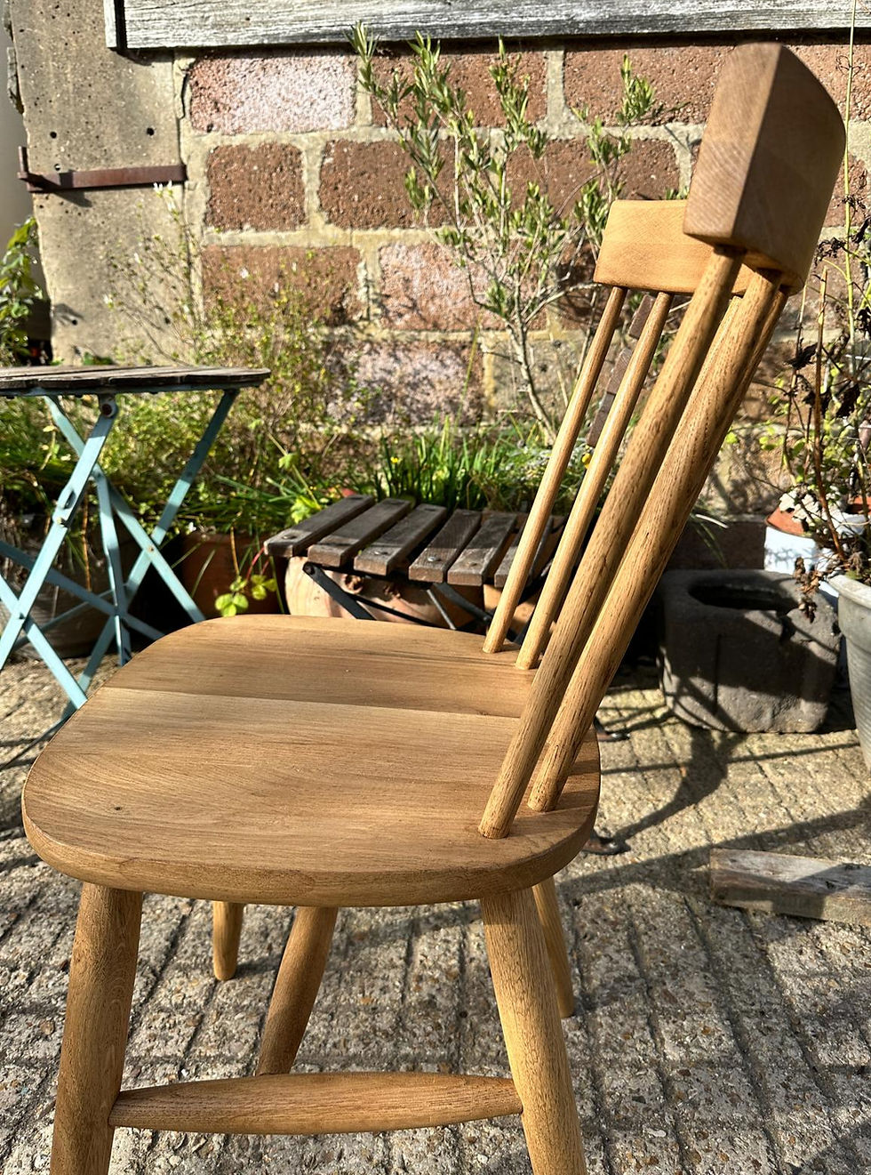 Thumbnail: Solid Oak Devon Stick Back Dining Chair side view