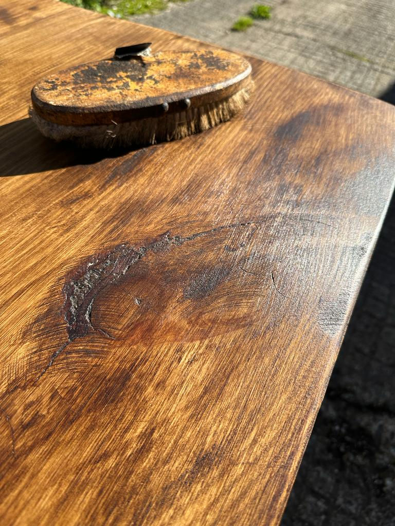 Thumbnail: Reclaimed Pine Large Farmhouse Table Close Up view