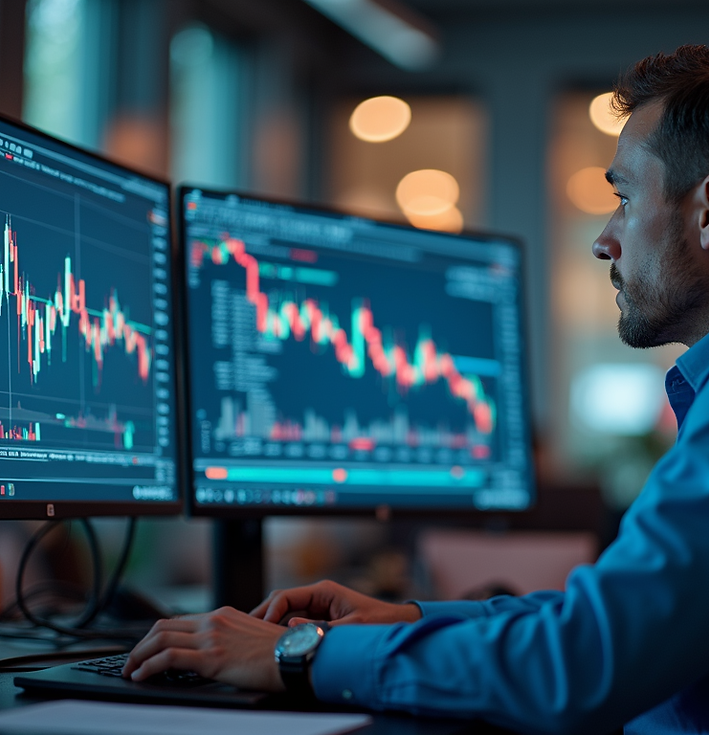 professional trading workstation with financial charts and data on screens.png