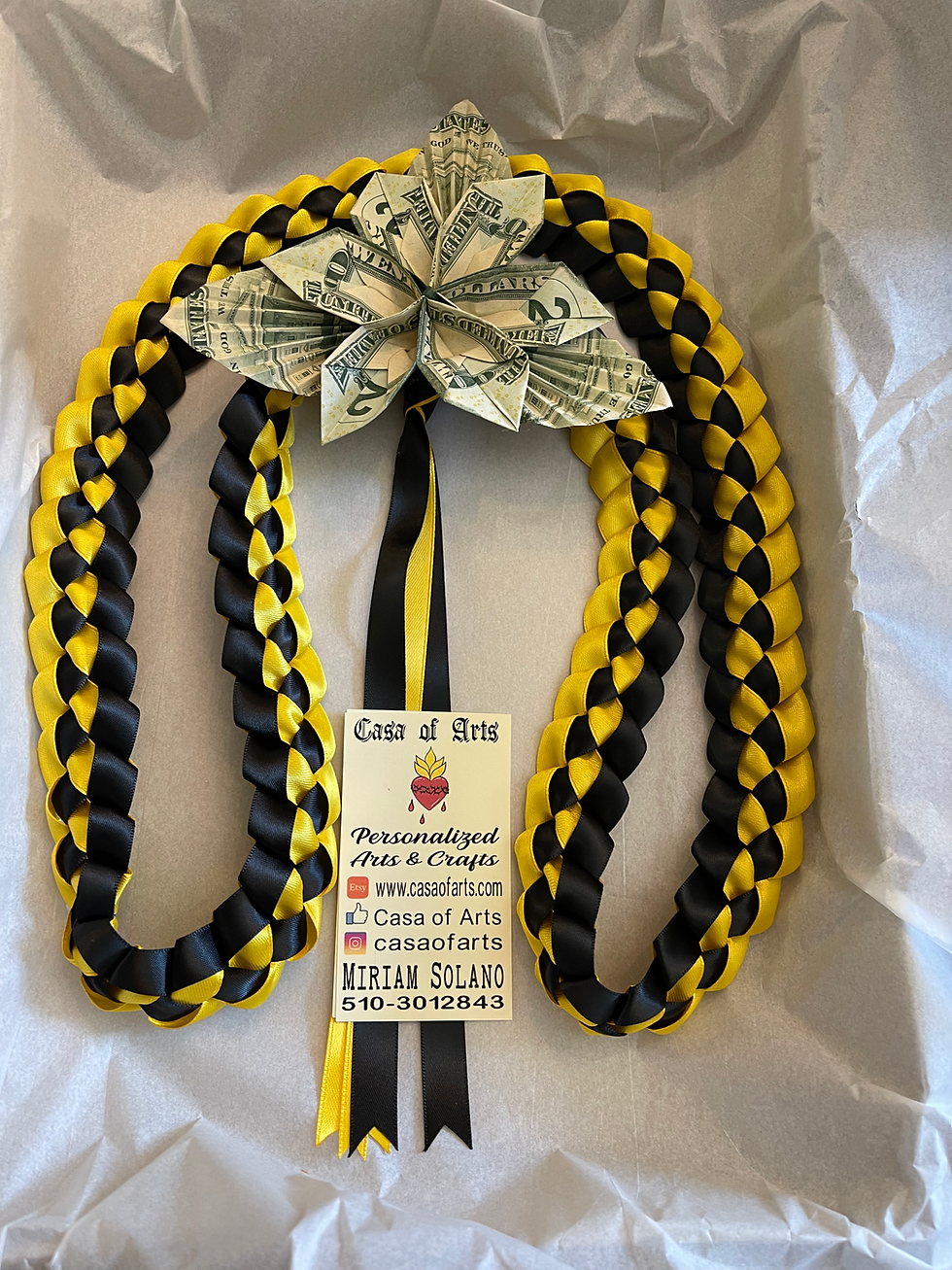 Thumbnail: copy of Graduation Lei with a money Flower and 3 Leaves