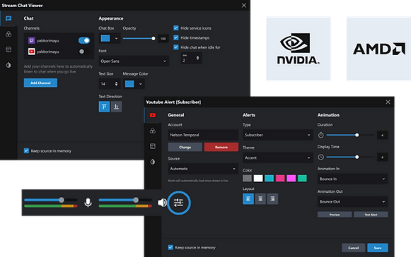 XSplit Broadcaster settings for live streaming chat and alerts