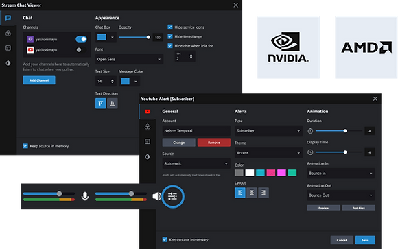 XSplit Broadcaster livestreming settings for chat and alerts
