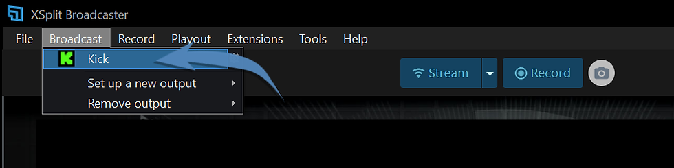 KICK output plugin in XSplit Broadcaster